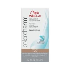 Wella Color Charm Permanent Liquid Hair Toner T27 Medium Beige Blonde, 1.4 Oz