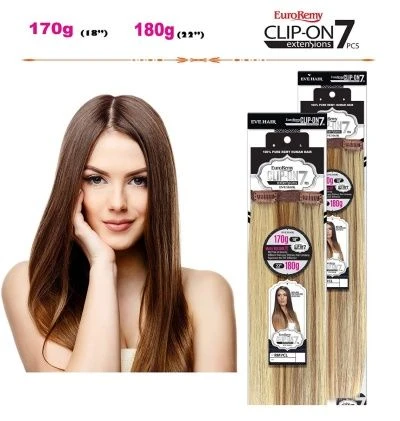 Clip On Extensions 22" Silky Straight 7Pcs 18 Clips 100% Remy Human Hair - Eve 3 Clip On Extensions 22" Silky Straight 7Pcs 18 Clips 100% Remy Human Hair - Eve