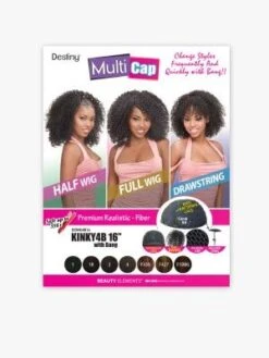 Kinky 4B 16 Inch Destiny Premium Realistic Fiber MultiCap Wig - Beauty Elements -Hair Care Products Store kinky 4b 16 onebeautyworld 2