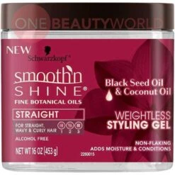 Schwarzkopf Smooth'n Shine Black Seed Oil & Coconut Oil Weightless Styling Gel, 16 Oz