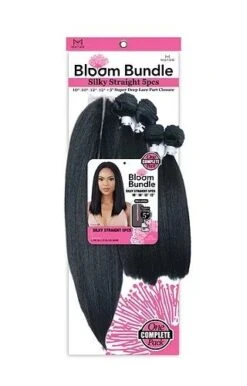 SILKY STRAIGHT 5PCS + Lace Closure Synthetic Bloom Bundle Weave By Mayde Beauty -Hair Care Products Store silky straight 5pcs lace closure bloom bundle weave mayde beauty onebeautyworld 1 2