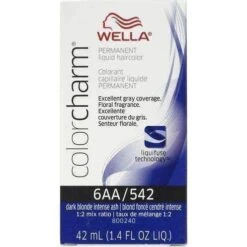 Wella Color Charm Permanent Liquid Hair Color 6AA/542 Dark Blonde Intense Ash, 1.4 Oz